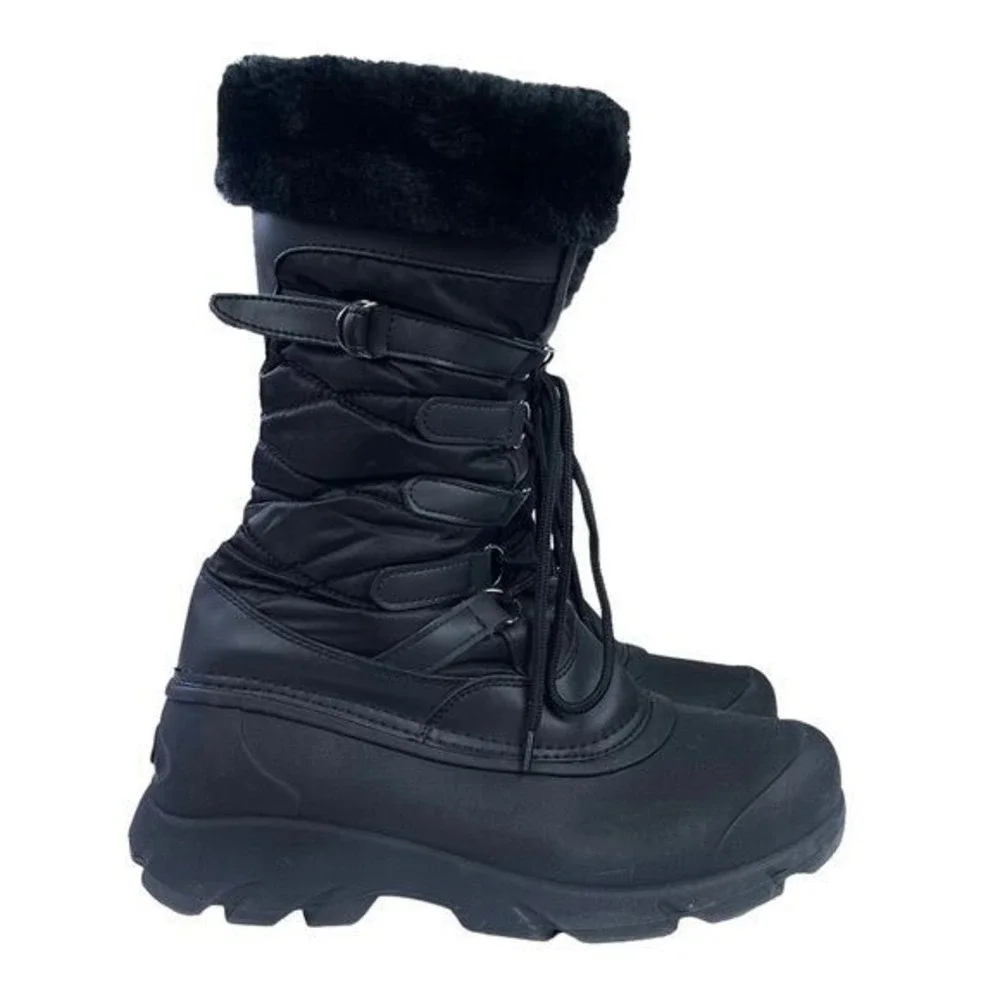 Dream Pairs Tapanz-1‎ Winter Boots Black Thinsulate Faux Fur Snow Hiking Women 8
